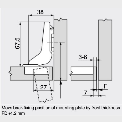 Blum Cliptop Inset Cabinet Hinge 70T3750.TL - 110° Unsprung, Nickel Plated (Austria)