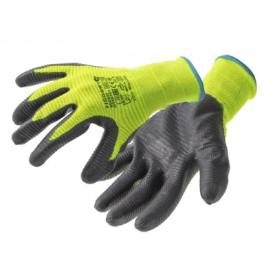Construction Working Safety Gloves Nitrile Coated Green