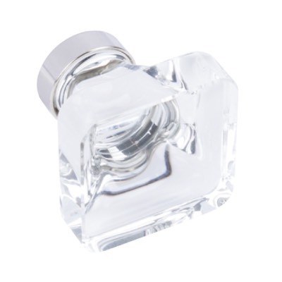 Hafele Glacio Cupboard Glass Square Knob Nickel Base
