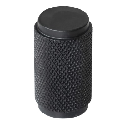 Knurled Cabinet Knob Matt Black 18mm