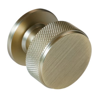 Knurled Radio Cupboard Knob Antique Brass 34mm
