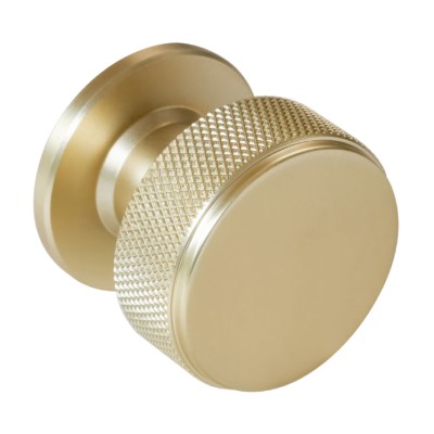Knurled Radio Cupboard Knob Satin Brass 34mm