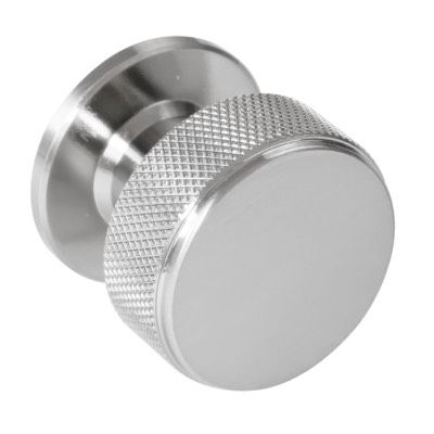 Knurled Radio Cupboard Knob Satin Nickel 34mm