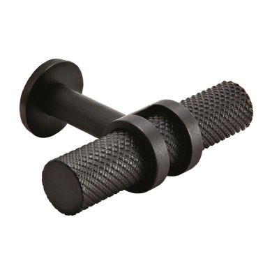 Barchester Knurled Double Ringe T-Bar Knob Matt Black