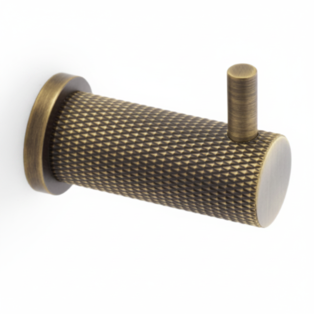 Single Knurled Coat Hook Wall Door Mounted Hanger Brunel