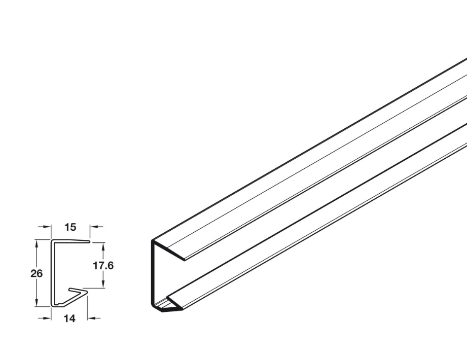 Aluminium Edge Shelf Profile for 18mm Thick Wooden Shelves - Image 3