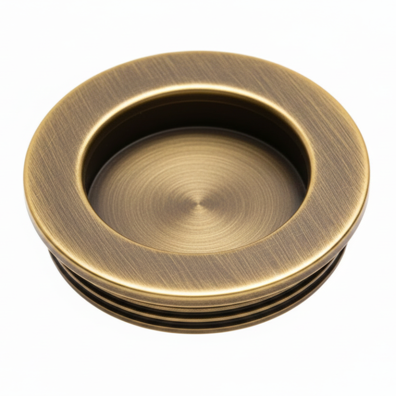 Antique Brass Recessed Flush Sliding Door Handle Inset Round Handle