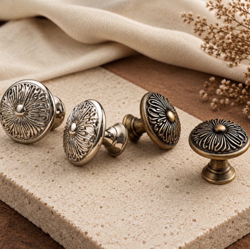Cabinet Knob Bloom Flower Buds Brass Collection