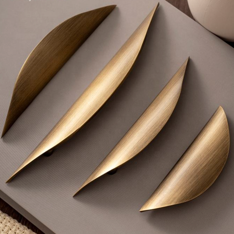 Cabinet Cup Handle Leaf Collection Brushed Antique Brass