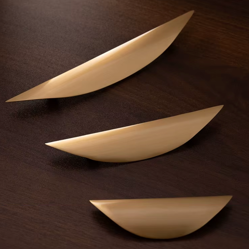 Cabinet Cup Handle Leaf Collection Brushed Brass