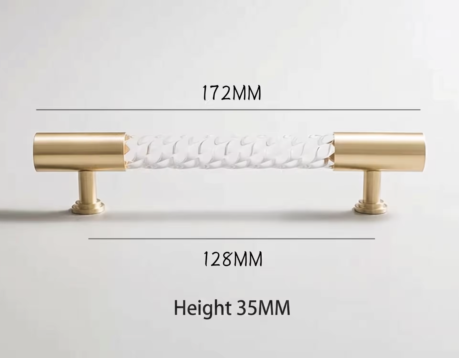 Cabinet Handle Lucent Twist Collection Acrylic Clear With Brass Support - Image 8