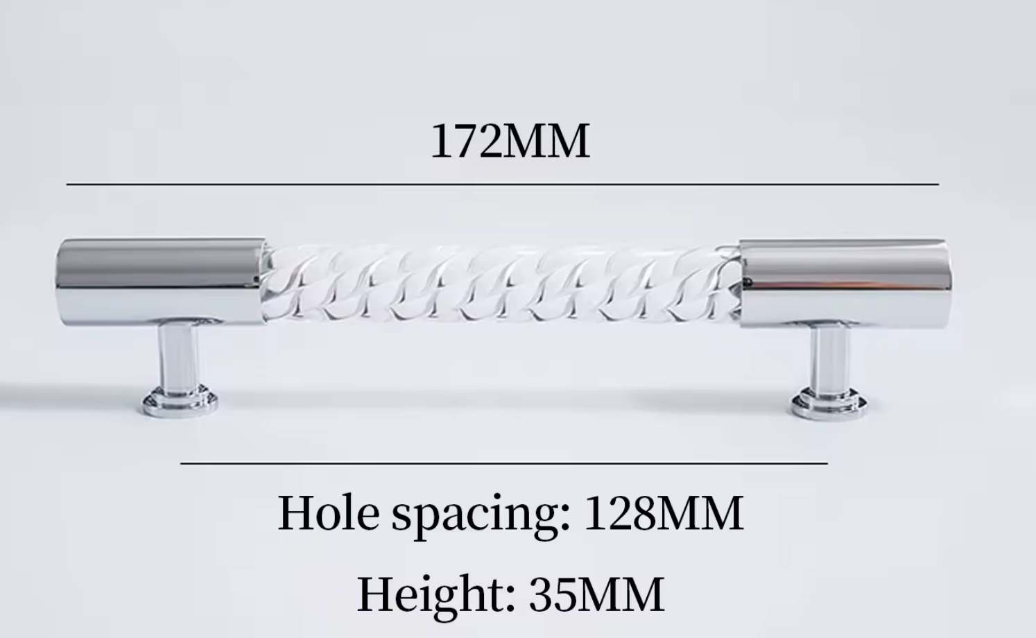 Cabinet Handle Lucent Twist Collection Acrylic Clear With Chrome Support - Image 8