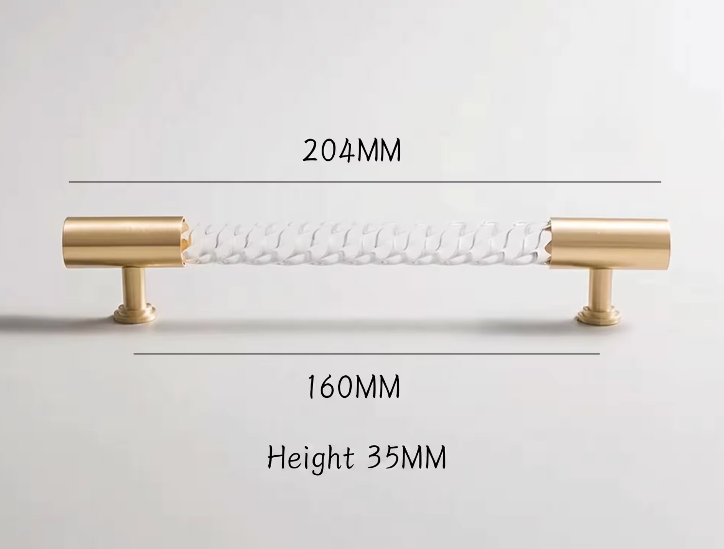 Cabinet Handle Lucent Twist Collection Acrylic Clear With Brass Support - Image 9
