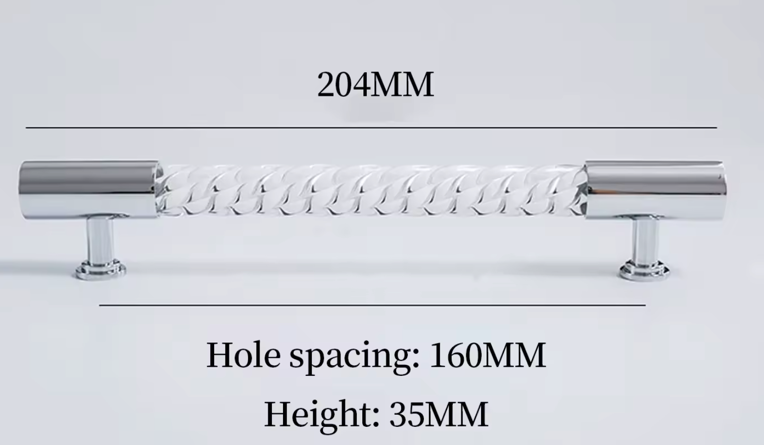 Cabinet Handle Lucent Twist Collection Acrylic Clear With Chrome Support - Image 9