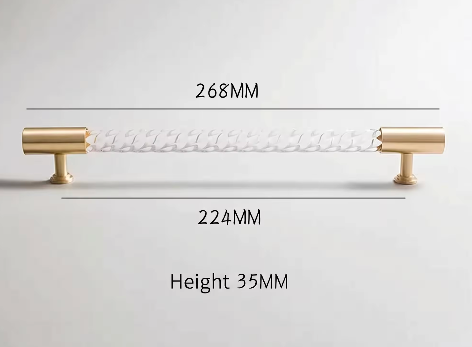 Cabinet Handle Lucent Twist Collection Acrylic Clear With Brass Support - Image 10