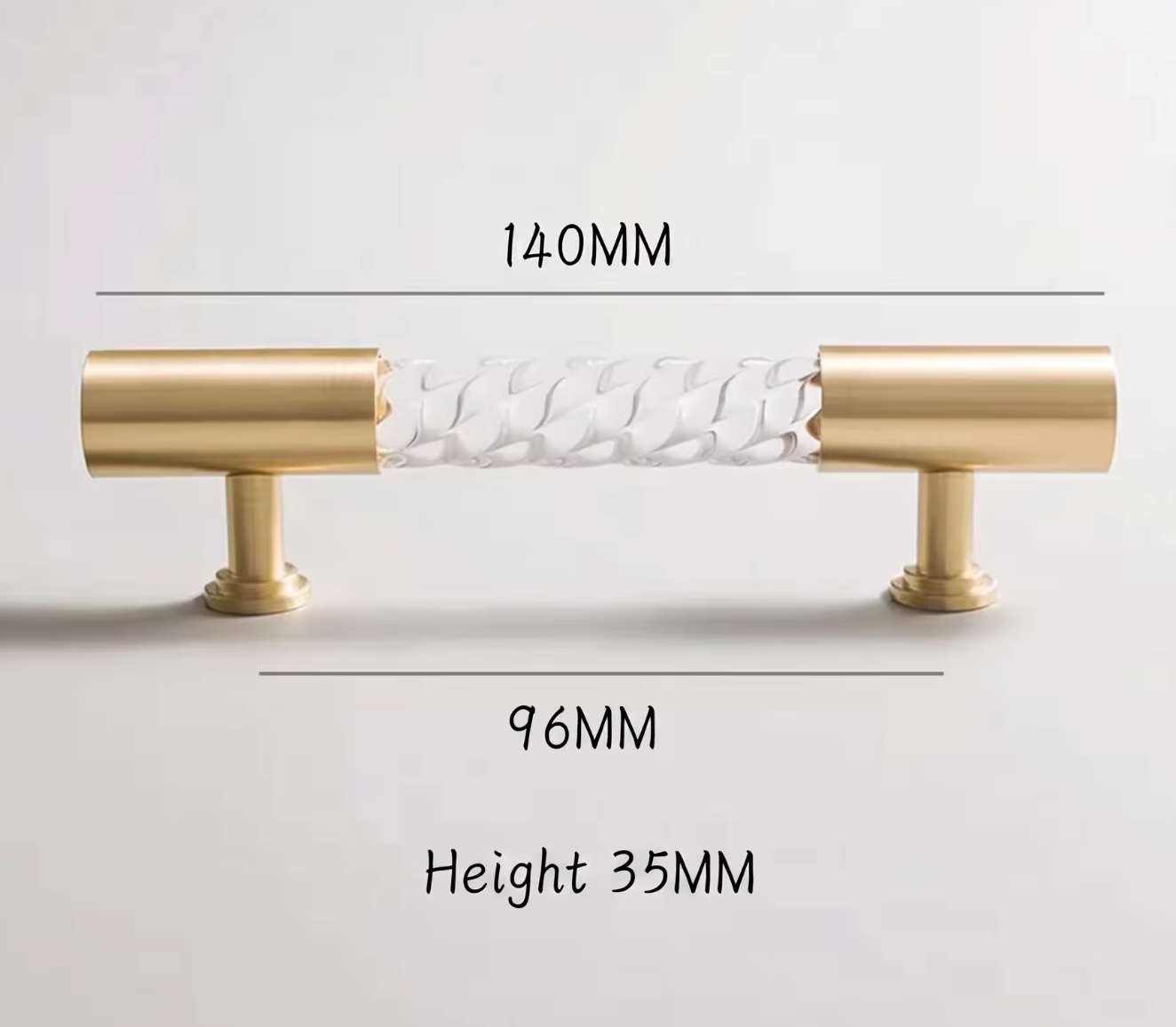 Cabinet Handle Lucent Twist Collection Acrylic Clear With Brass Support - Image 7