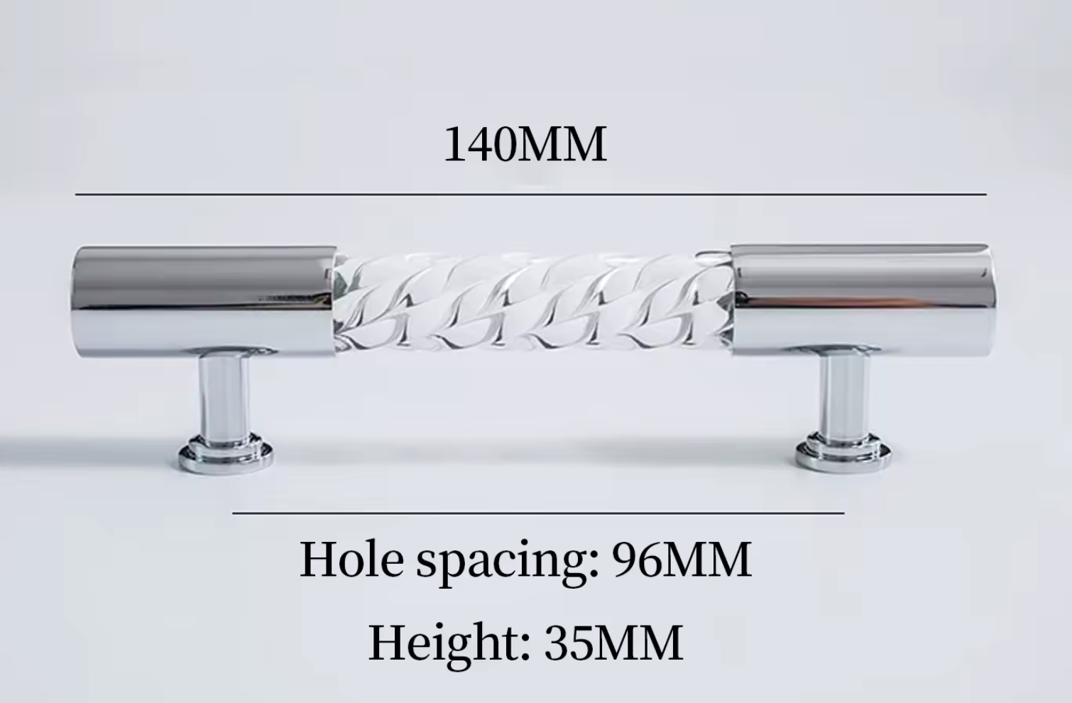 Cabinet Handle Lucent Twist Collection Acrylic Clear With Chrome Support - Image 7
