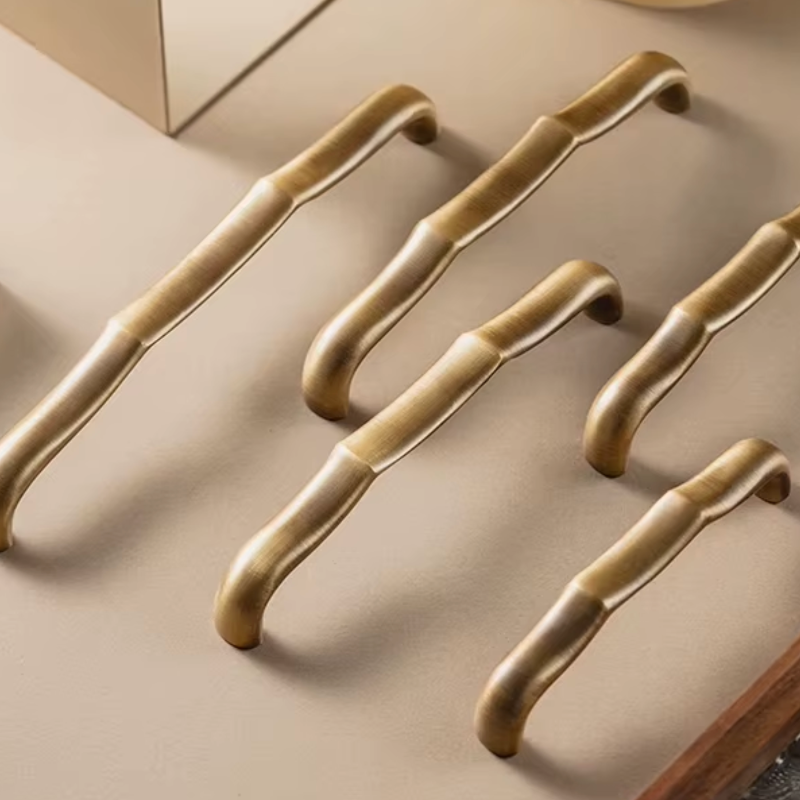 Cabinet Handle Double Wave Collection Brushed Antique Brass