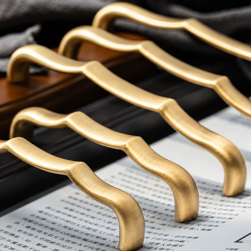 Cabinet Handle Double Wave Collection Brushed Brass