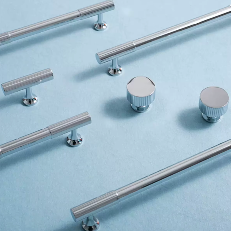 Cabinet Handle Knob Art-Deco Linear Collection Polished Chrome