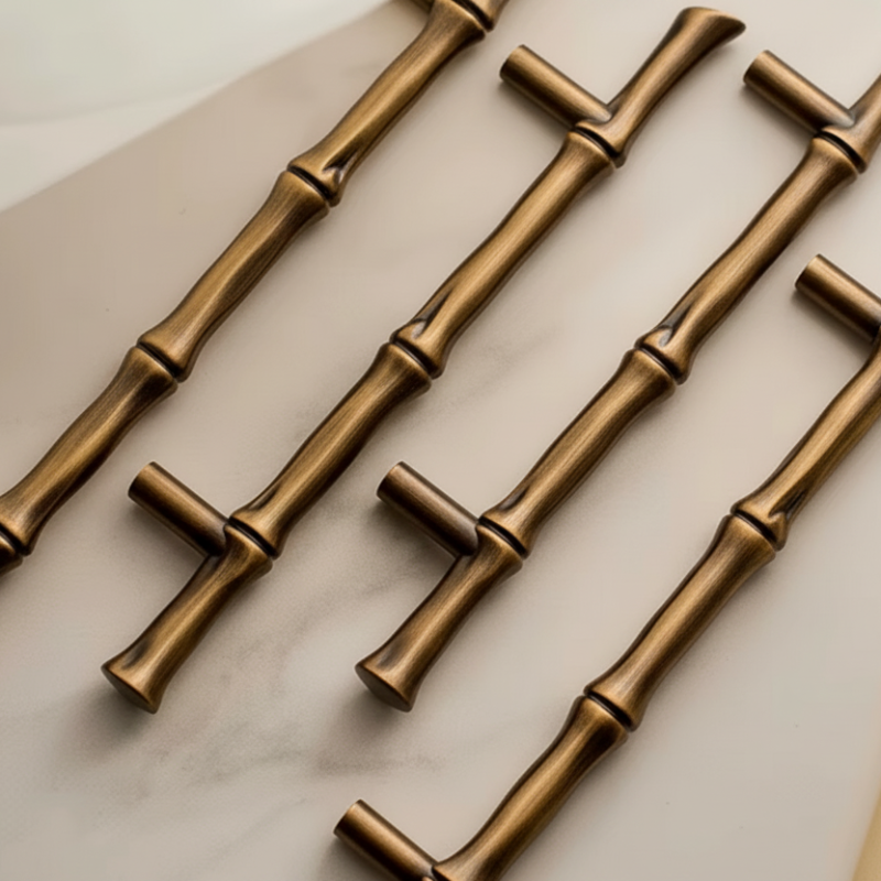 Cabinet Handle Knob Bamboo Collection Brushed Antique Brass