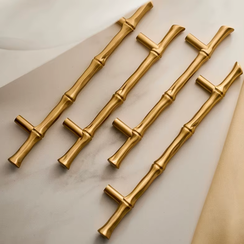 Cabinet Handles Knob Bamboo Collection Brushed Brass