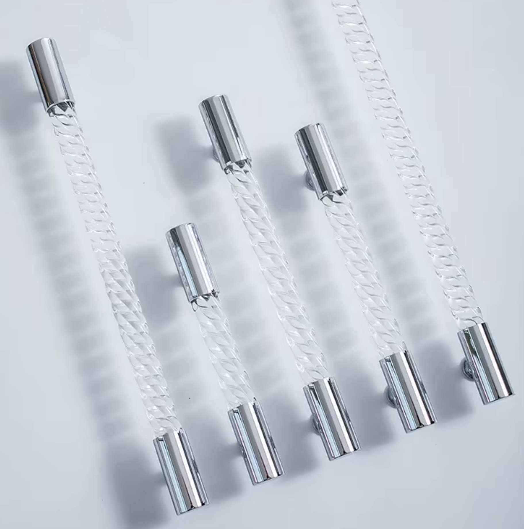 Cabinet Handle Lucent Twist Collection Acrylic Clear With Chrome Support - Image 6