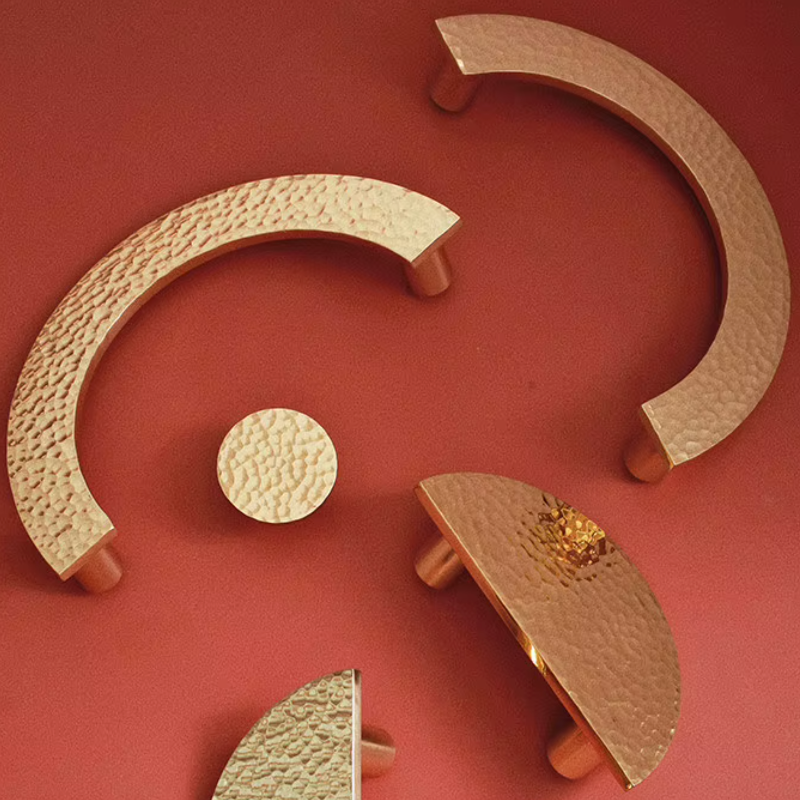 Cabinet Knobs Artisan Half-Moon Hand Hammered Polished Brass