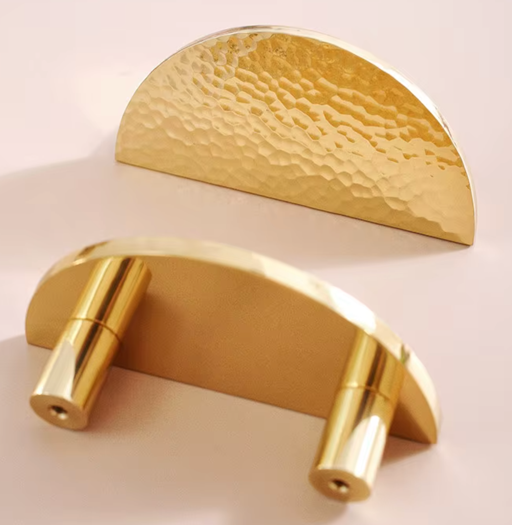 Cabinet Knobs Artisan Half-Moon Hand Hammered Polished Brass - Image 4