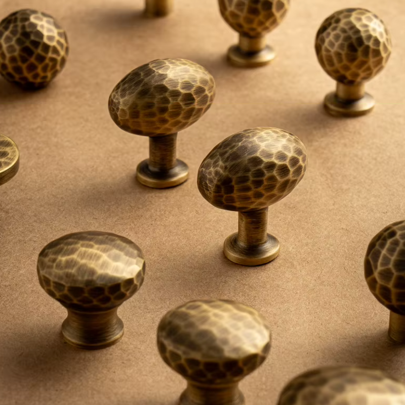 Cabinet Knobs Artisan Hand Hammered Collection Brushed Antique Brass