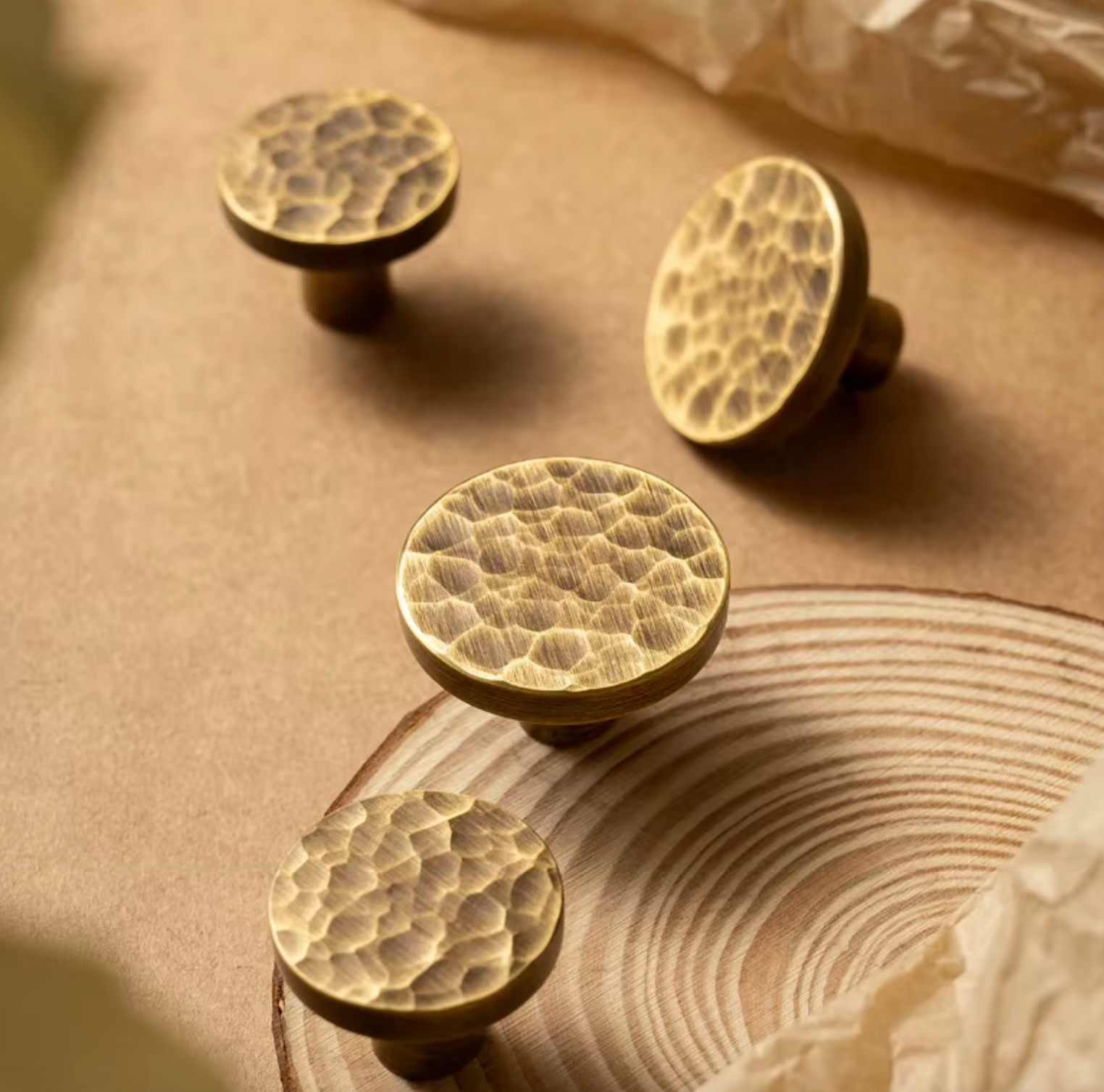 Cabinet Knobs Artisan Hand Hammered Collection Brushed Antique Brass - Image 6
