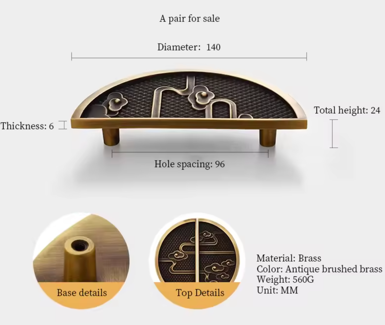 Cabinet Knobs Imperial Eastern Half-Moon Collection Antique Brushed Brass - Image 12