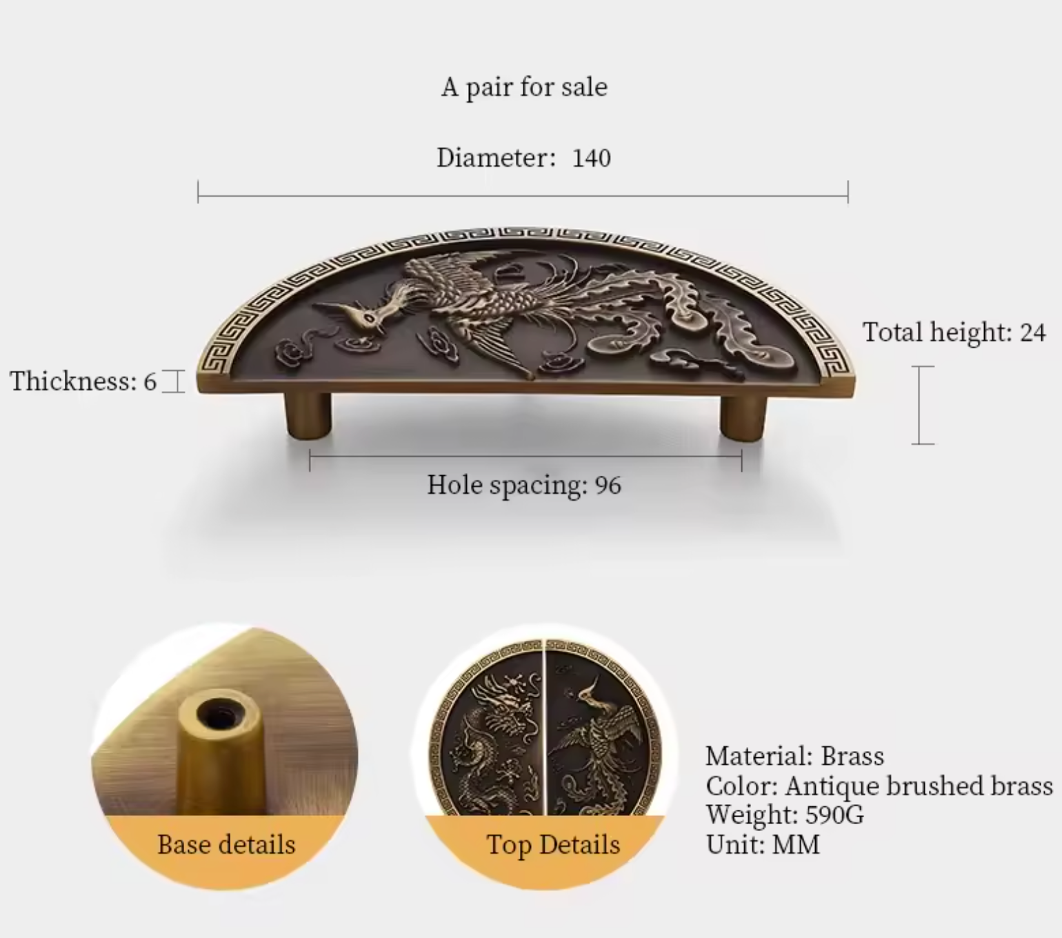 Cabinet Knobs Imperial Eastern Half-Moon Collection Antique Brushed Brass - Image 15