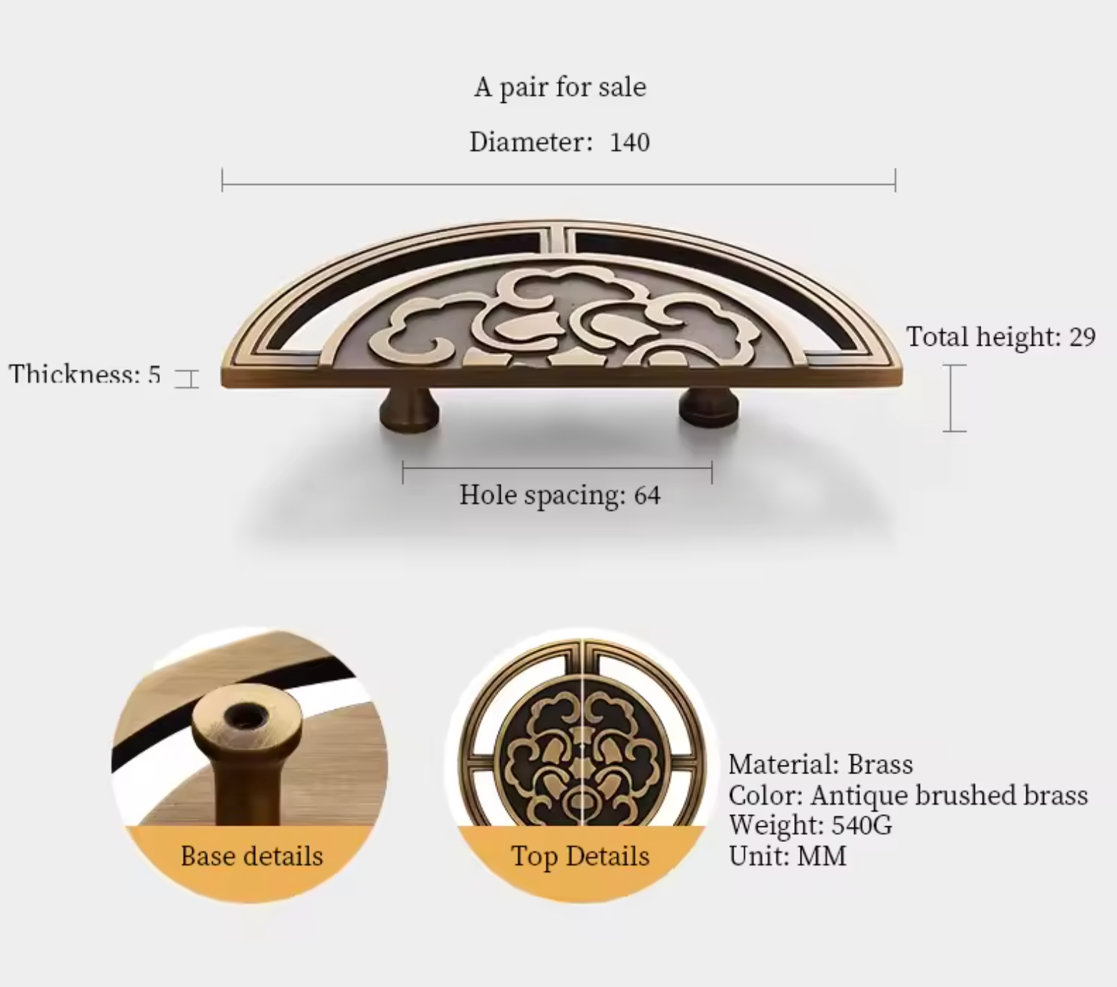 Cabinet Knobs Imperial Eastern Half-Moon Collection Antique Brushed Brass - Image 17