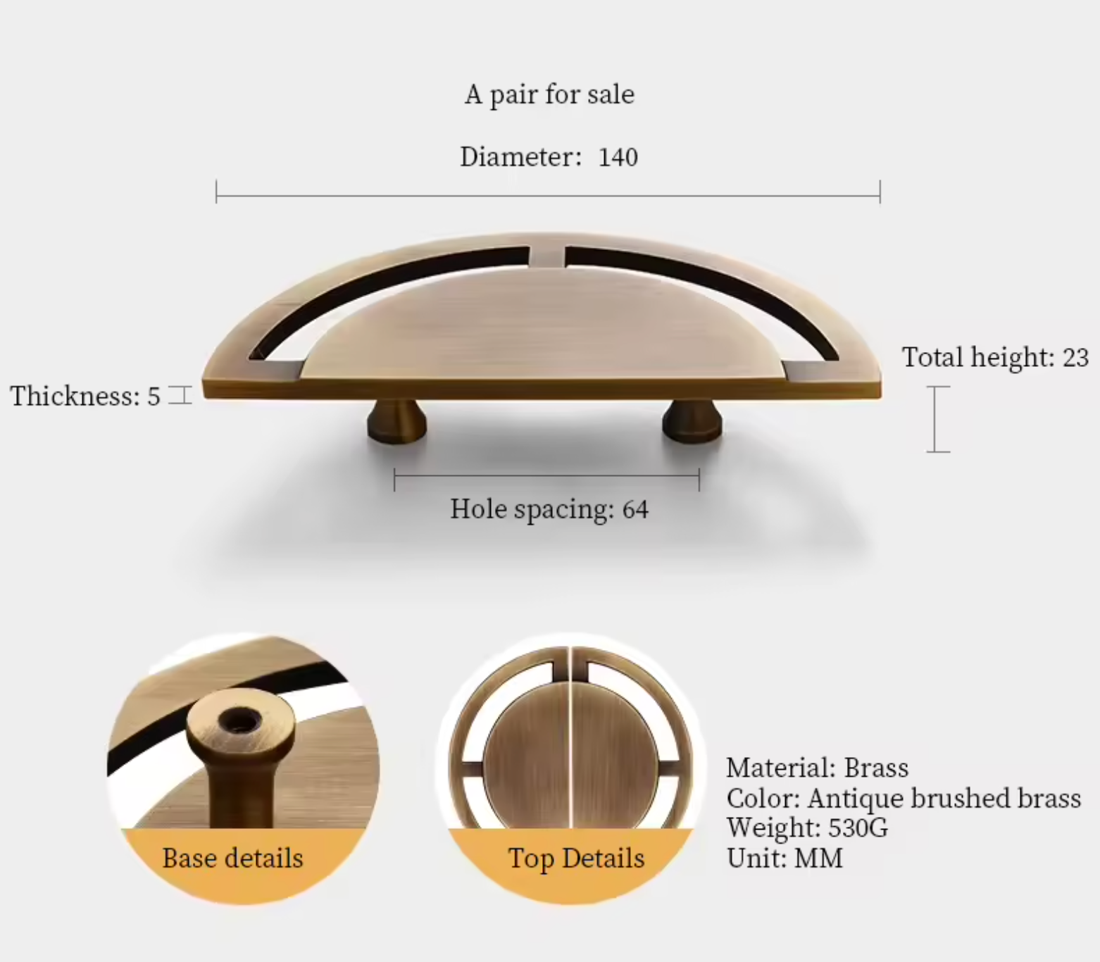Cabinet Knobs Imperial Eastern Half-Moon Collection Antique Brushed Brass - Image 19