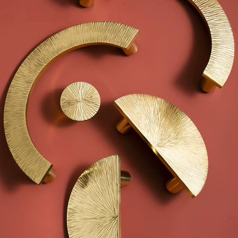 Cabinet Knobs Radiant Arc Half-Moon Collection Polished Brass