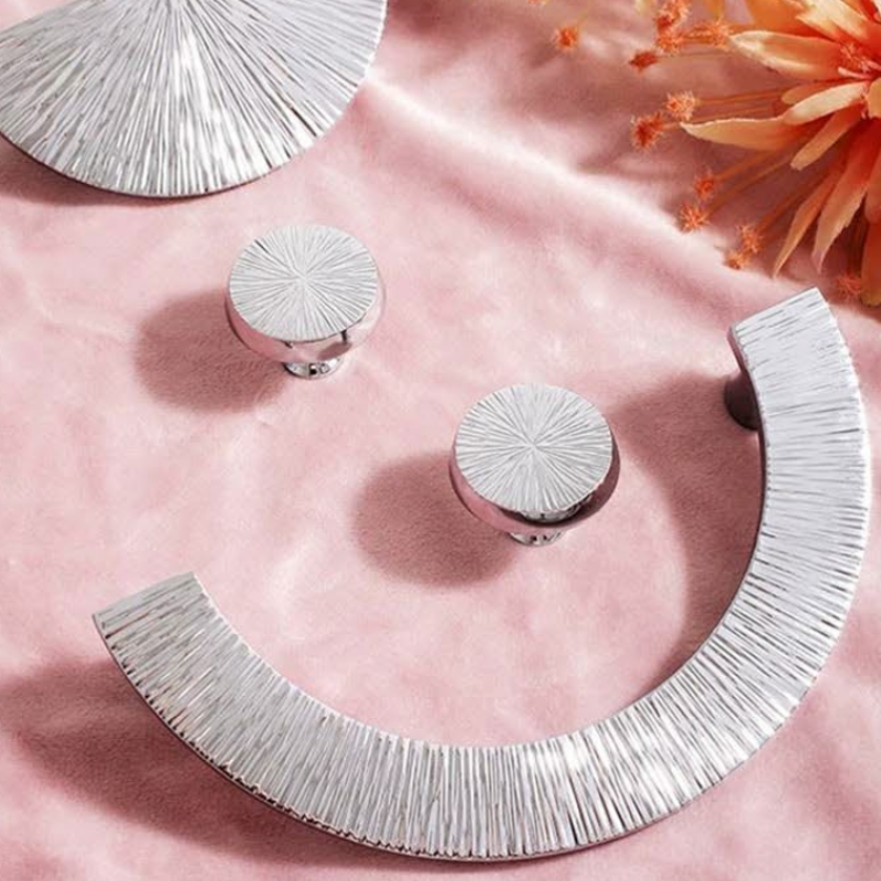Cabinet Knobs Radiant Arc Half-Moon Collection Polished Chrome