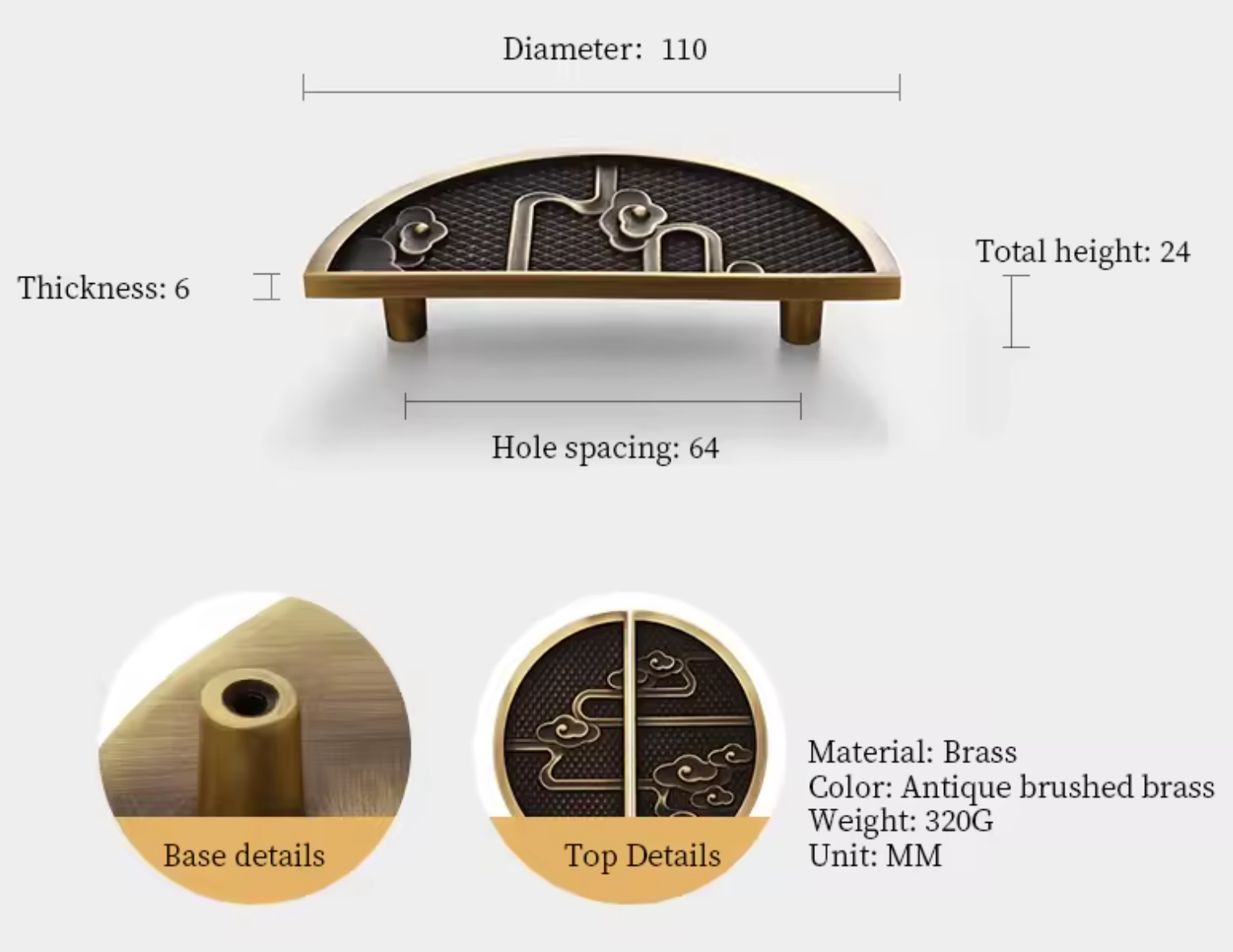 Cabinet Knobs Imperial Eastern Half-Moon Collection Antique Brushed Brass - Image 11