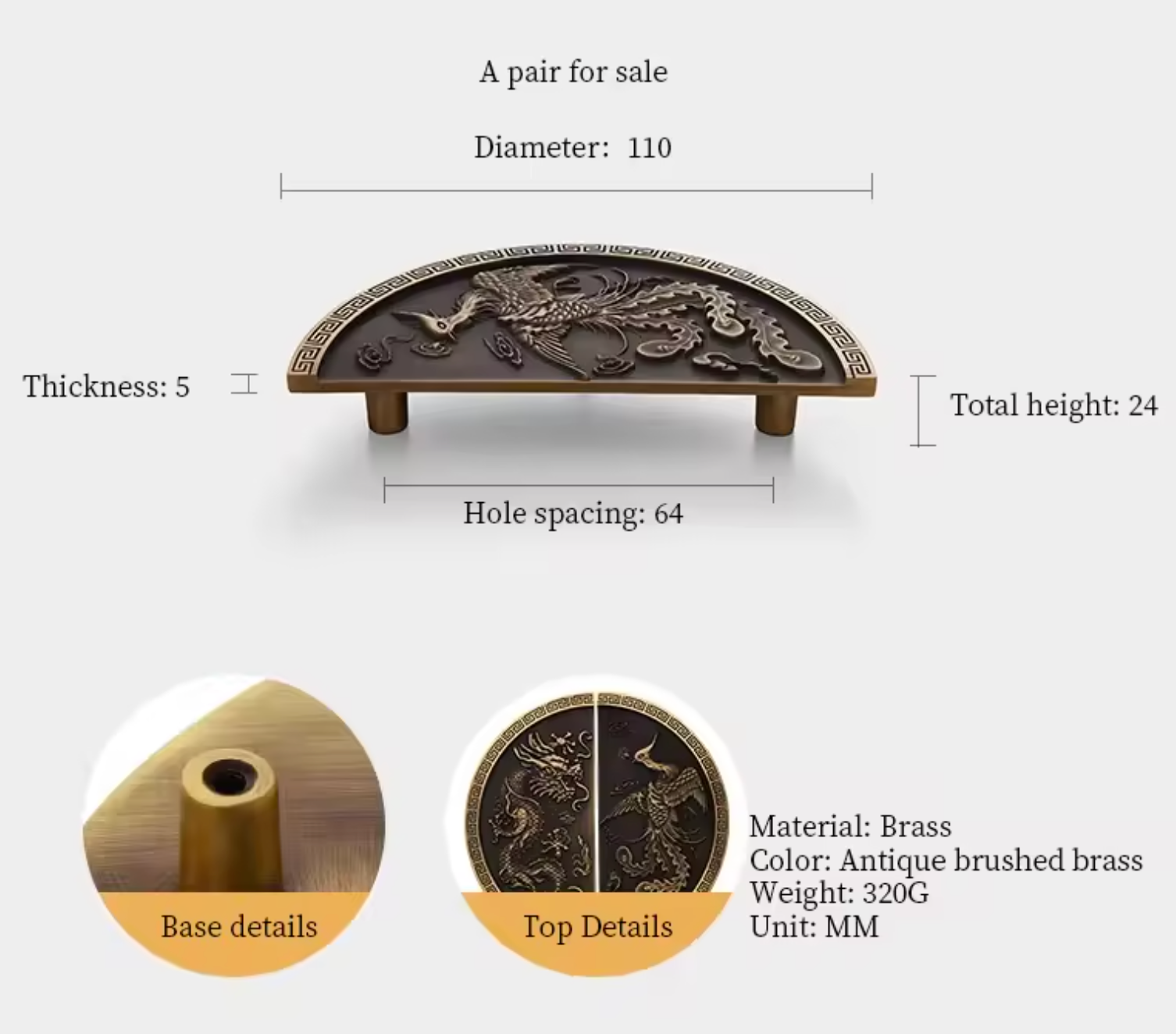 Cabinet Knobs Imperial Eastern Half-Moon Collection Antique Brushed Brass - Image 14