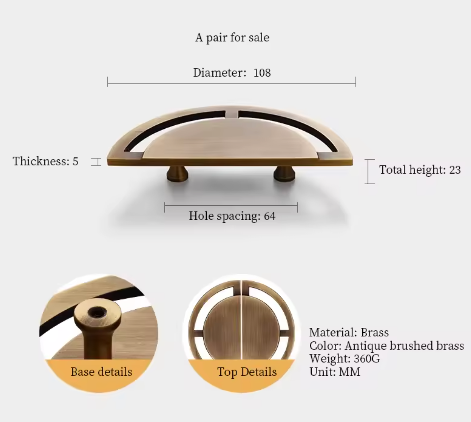 Cabinet Knobs Imperial Eastern Half-Moon Collection Antique Brushed Brass - Image 18