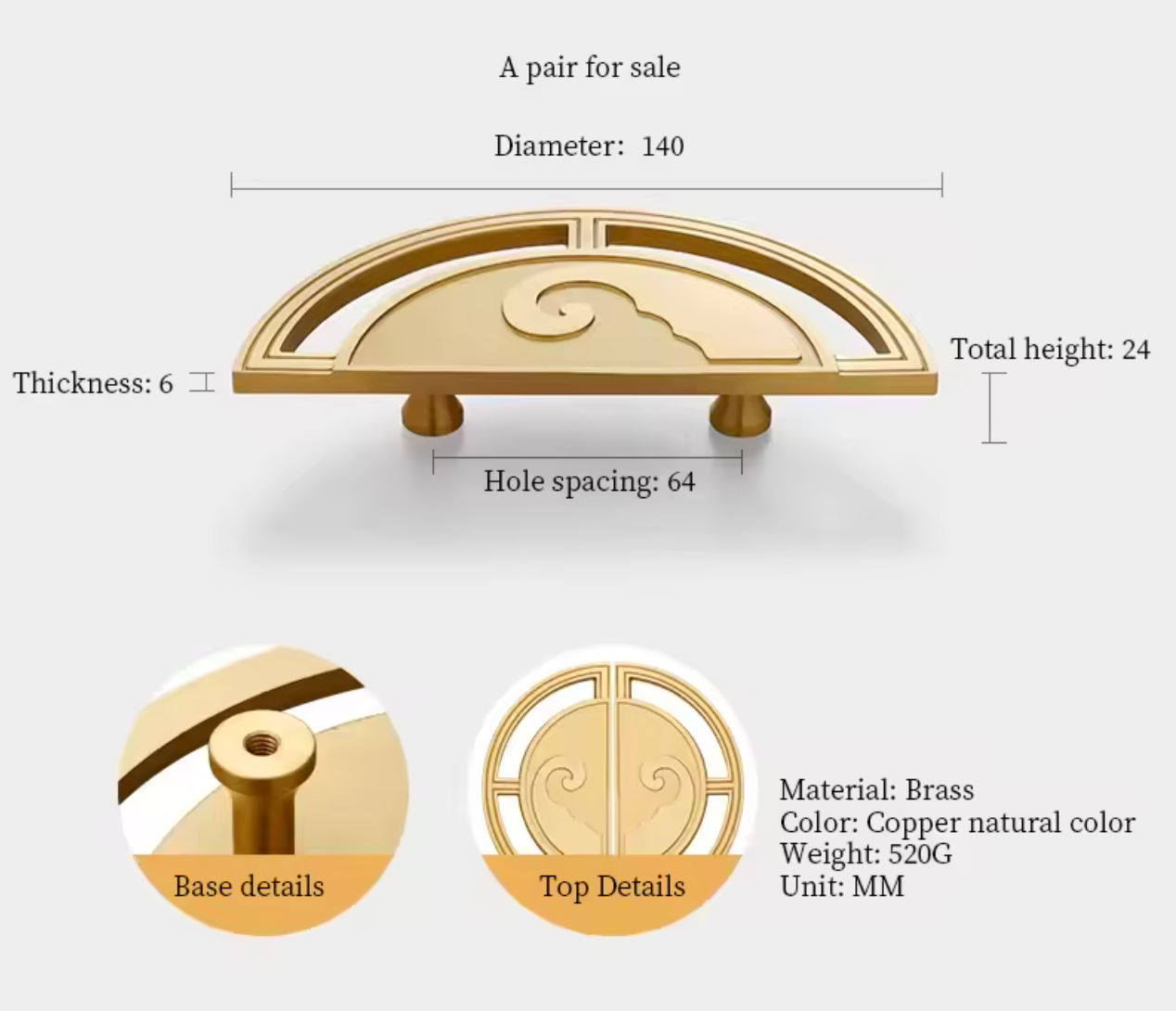 Cabinet Pull Knobs Imperial Eastern Half-Moon Collection Brushed Brass - Image 30