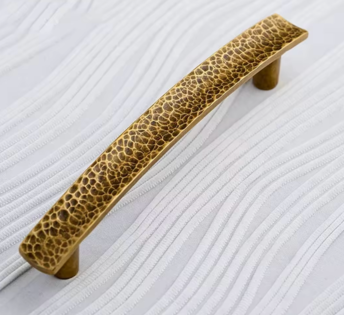 Cabinet Pull Handle Artisan Curved Hand Hammered Collection Antique Brass - Image 11