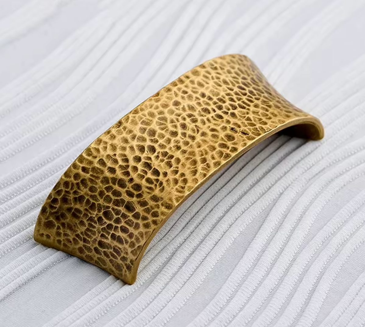 Cabinet Pull Handle Artisan Curved Hand Hammered Collection Antique Brass - Image 9