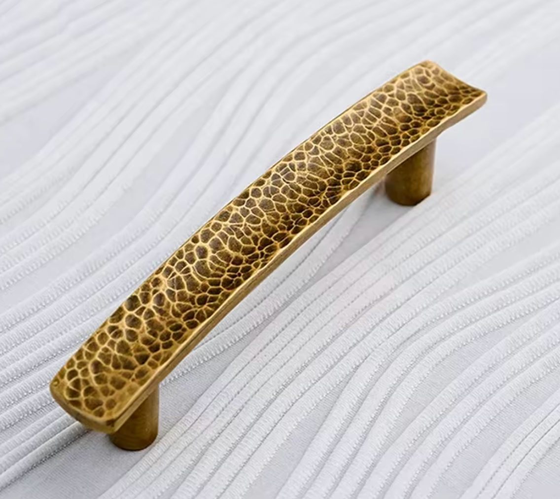 Cabinet Pull Handle Artisan Curved Hand Hammered Collection Antique Brass - Image 10