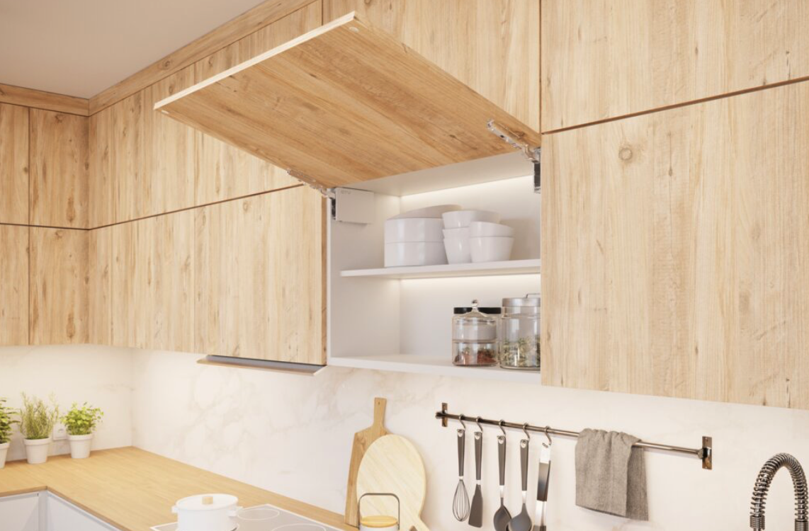 Push to Open Lift Mechanism Stay Cabinet Hinge Set White - Image 3