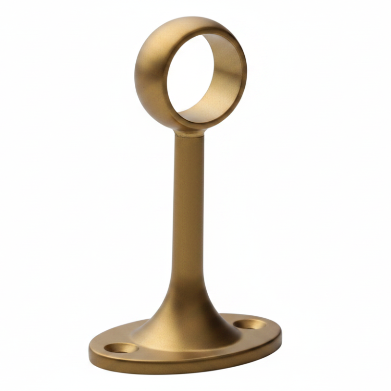 Wardrobe Hanging Rail 25mm Satin Brass Round Centre Support