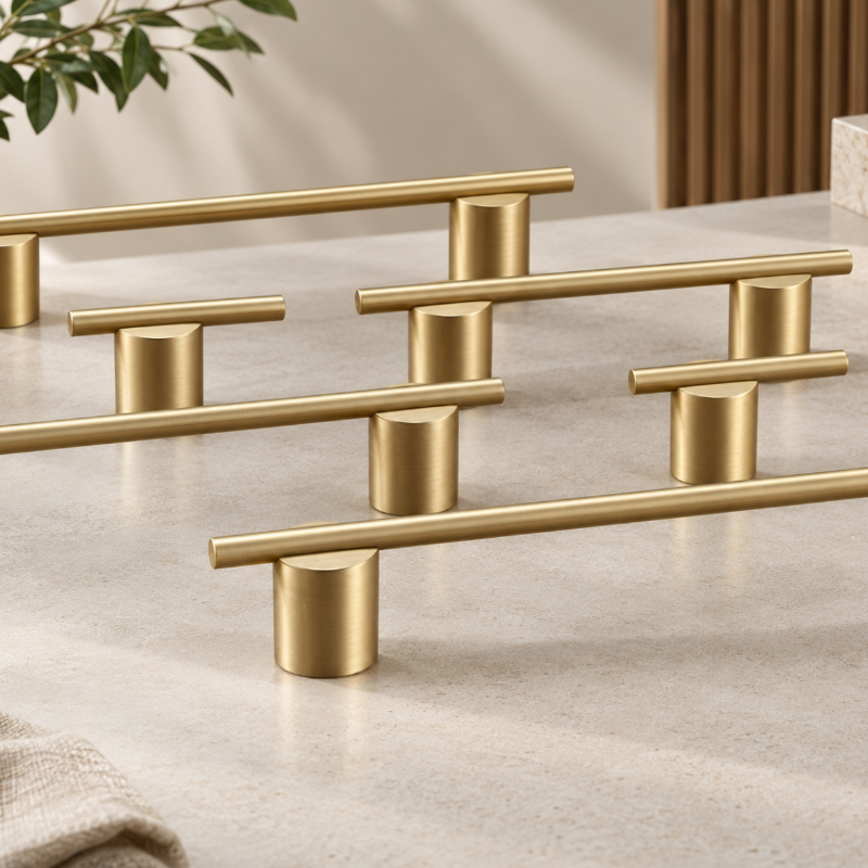 Cabinet Handle T-Bar Straw Collection Brushed Brass
